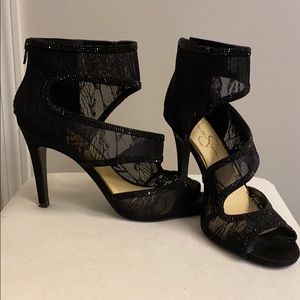 Jessica Simpson black open toed booties size 9.5